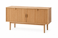 Modern Freestanding Storage Cabinet with Double Doors & Open Shelves Wooden Accent Cabinet for Living Room, Entryway & Dining Room, Natural Oak Finish