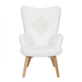 Modern Teddy Fleece Accent Chair with High Back, Upholstered Wingback Armchair, Soft Lounge Chair with Solid Wood Legs for Living Room